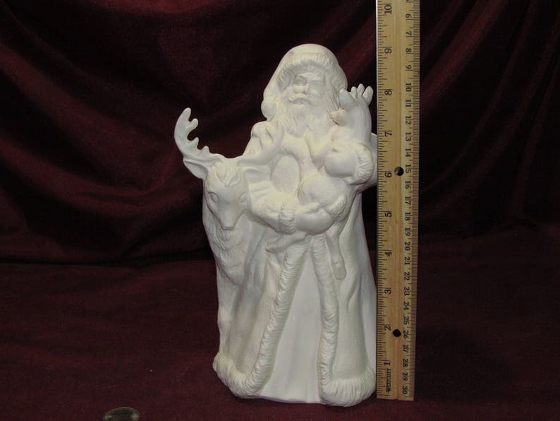 Ceramic Bisque Santa Claus With Reindeer U Paint Ready to Etsy