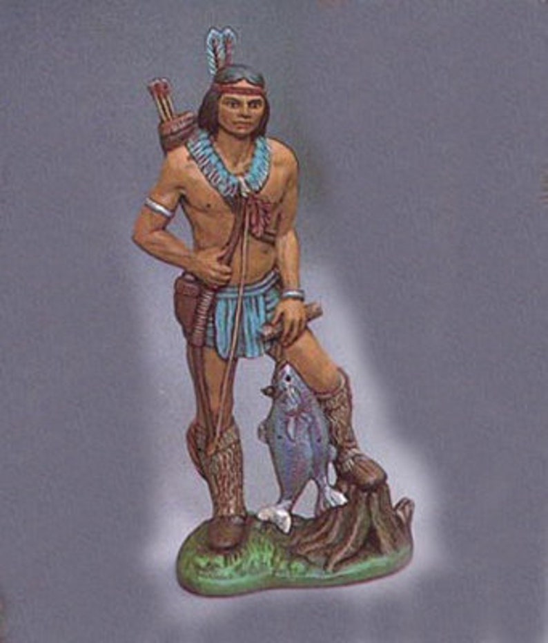Ceramic Bisque Upaint Native American Indian Man With Fish Etsy