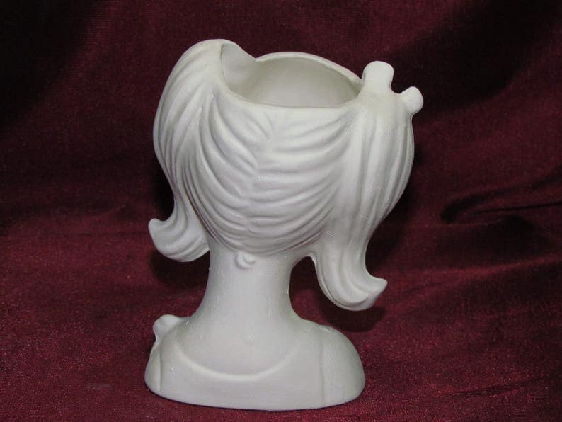 Ceramic Bisque Upaint Lady With Pigtails Head Vase Unpainted Etsy