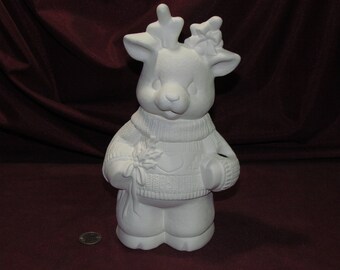 Ceramic Bisque Reindeer Deer Girl U-Paint Christmas~ Ready to Paint Unpainted DIY