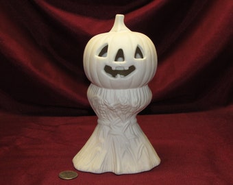 Ceramic Bisque U-Paint Small Pumpkin on Cornstalks Jack O Lantern Halloween Fall  ~ Ready to Paint Unpainted DIY