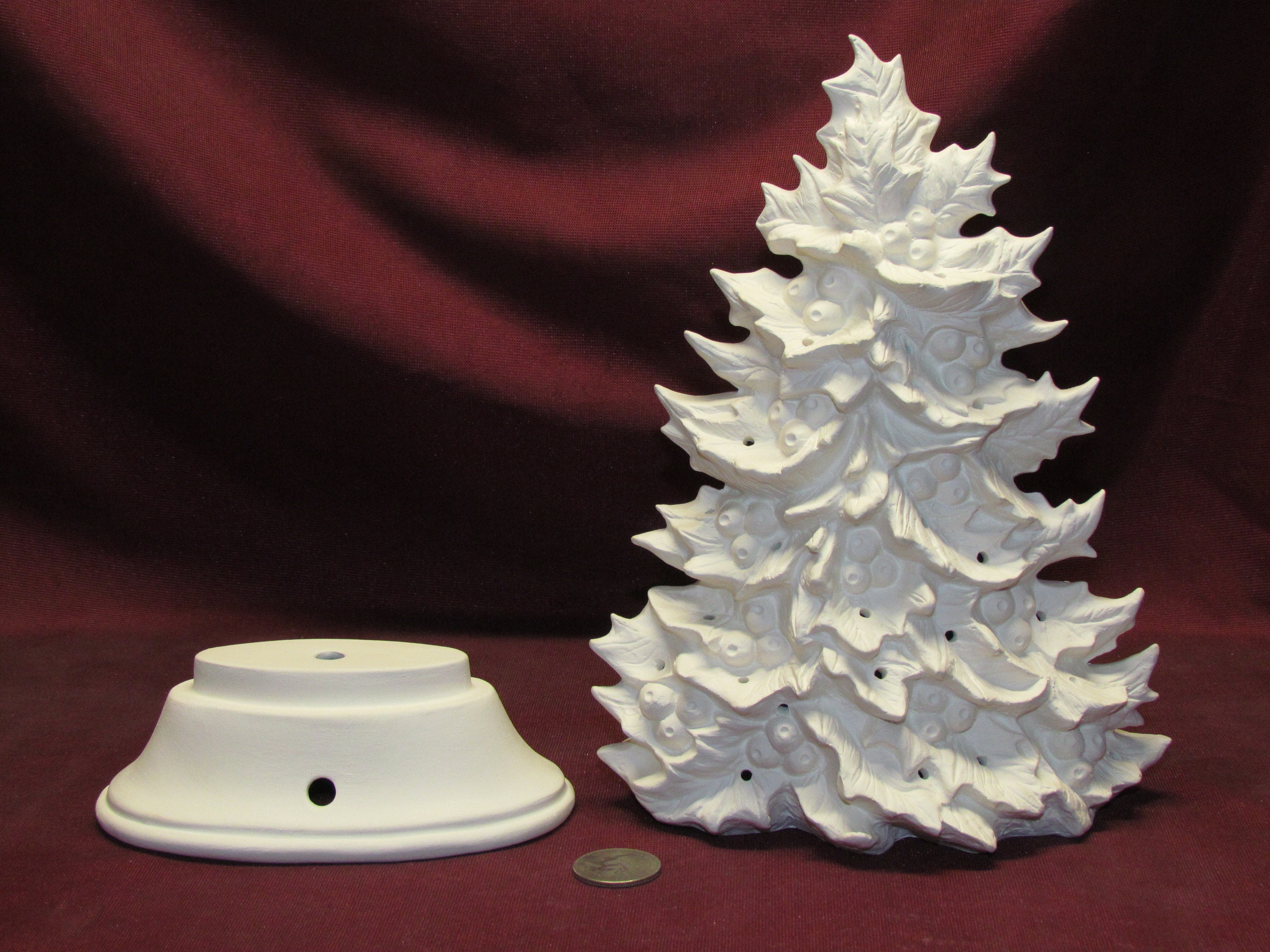 Ceramic Bisque Upaint Holly Christmas Tree Ready to Paint Etsy