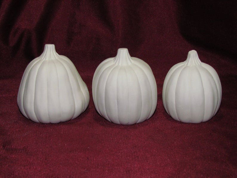 Ceramic Bisque Pumpkin Family 3 Pieces U-Paint Jack O Lantern Halloween Fall Ready to Paint Unpainted DIY image 3