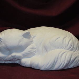 Ceramic Bisque Sleeping Kitty Cat Ready to Paint Unpainted U-Paint Animal Pet Feline Alberta Curled up Cozy