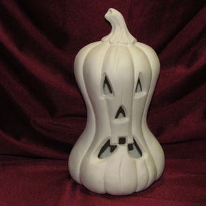 Ceramic Bisque Pumpkin With Spooky Face U-Paint Jack O Lantern Halloween Fall Ready to Paint Unpainted DIY image 1