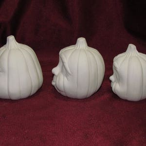 Ceramic Bisque Pumpkin Family 3 Pieces U-Paint Jack O Lantern Halloween Fall Ready to Paint Unpainted DIY image 4