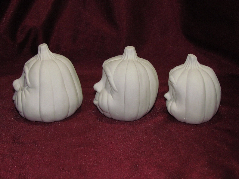 Ceramic Bisque Pumpkin Family 3 Pieces U-Paint Jack O Lantern Halloween Fall Ready to Paint Unpainted DIY image 4