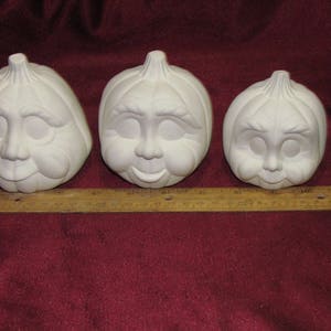 Ceramic Bisque Pumpkin Family 3 Pieces U-Paint Jack O Lantern Halloween Fall Ready to Paint Unpainted DIY image 5