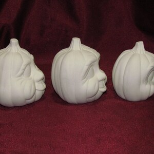 Ceramic Bisque Pumpkin Family 3 Pieces U-Paint Jack O Lantern Halloween Fall Ready to Paint Unpainted DIY image 2