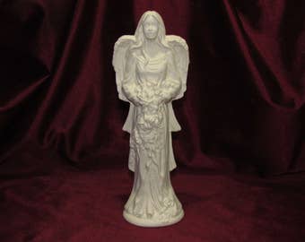 Ceramic Bisque U-Paint Angel Holding A Rose Bouquet Unpainted Ready To Paint DIY