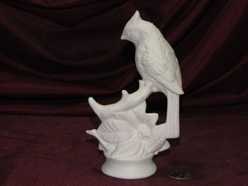 Ceramic Bisque Upaint Cardinal Bird on Branch With Leaves and Etsy