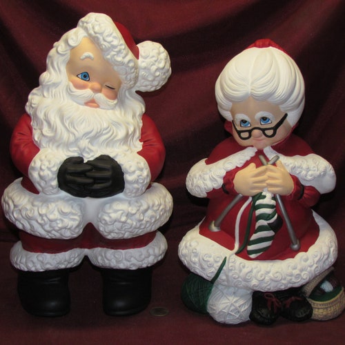 Ceramic Bisque Large Winking Vintage Santa Claus Hand Painted Etsy