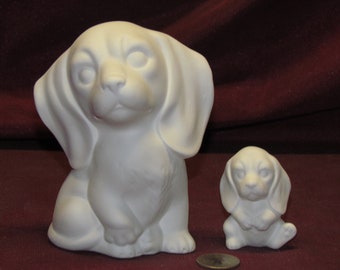 Ceramic Bisque U-Paint Dog And Puppy Unpainted Ready To Paint Dog DIY