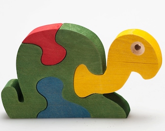 Wooden Turtle Puzzle: Handmade Montessori Toy for Toddlers