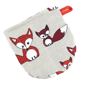 Grytlapp i linneblandning med rävmönster: Handgjort kökstillbehör