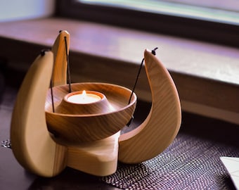 Wooden Candle Holder, Wooden Tea Light Candle Holder, Unique Handmade Candleholder, Contemporary Home Decor, Unique Gift Idea