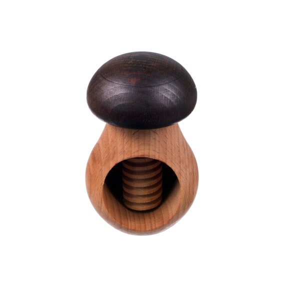 Handmade Wooden Mushroom Nutcracker: Unique Kitchen Gift