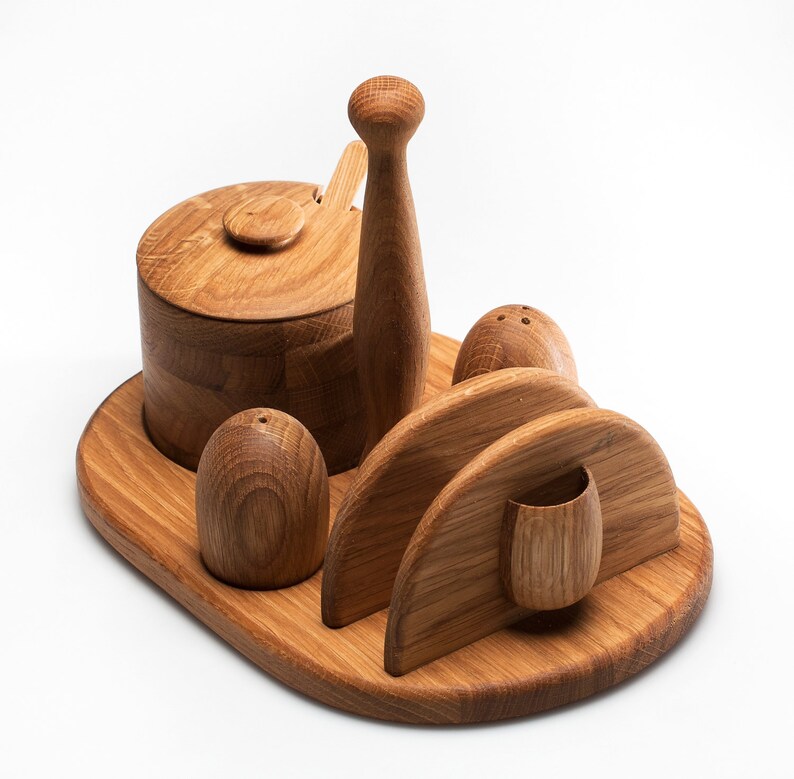 Wooden Table Set Sugarbasin Napkin Holder Sugar Spon Etsy