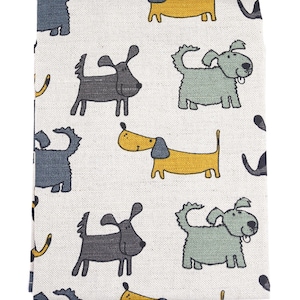 Linen Dogs Kitchen Towel, Cute Tea Towel, Natural Dish Towel, Linen Blend Hand Towel, Kitchen Accessory, Dog Lovers Gift Idea