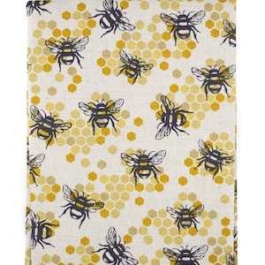 Linen Bees Kitchen Towel, Linen Blend Tea Towel, Sustainable Dish Towel, Handmade Honeycomb Towel, Linen Hand/Guest Towel