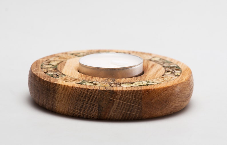 Wooden Tea Light Holder Decorated With Dried Flowers Stalks Etsy