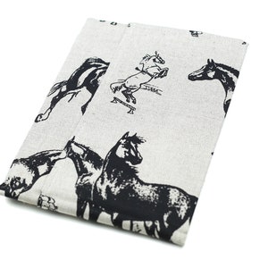 Linen Horses Tea Towel, Linen Blend Kitchen Towel, Cute Cotton/Linen Hand/Guest Towel, Gift Idea for Horse Lover, Kitchen Accessory