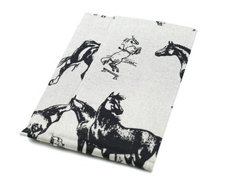 Linen Horses Tea Towel, Linen Blend Kitchen Towel, Cute Cotton/Linen Hand/Guest Towel, Gift Idea for Horse Lover, Kitchen Accessory