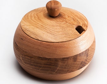 Handcrafted Wood Sugar Bowl with Lid: Wooden Kitchen Decor