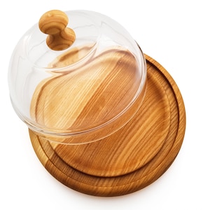 Round Wooden Butter Dish with Lid, Cheese Dish with Glass Lid, Covered Butter Dish, Handmade Kitchen Accessory, Gift Idea