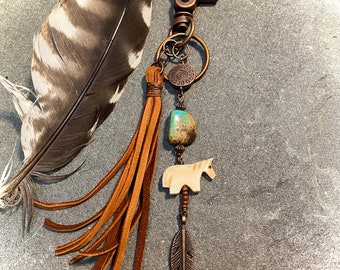 Horse Purse Tassel, Turquoise, Leather, Southwest Style
