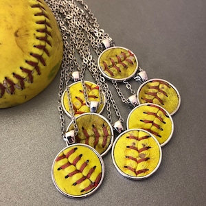 Used Baseball Leather Pendant Necklace, Baseball Heart Pendant Silver Necklace, Round Baseball Leather Pendant, Baseball Mom Gift,Sport Gift image 7