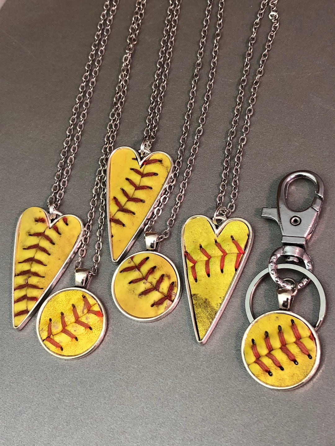 Softball Silver Short Pendant Necklace main image 1