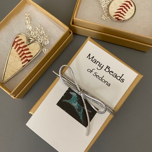 Used Baseball Leather Pendant Necklace, Baseball Heart Pendant Silver Necklace, Round Baseball Leather Pendant, Baseball Mom Gift,Sport Gift image 9