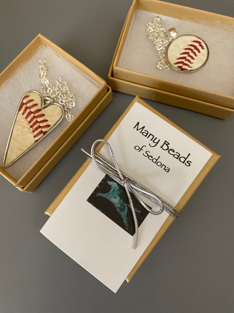 Used Baseball Leather Pendant Necklace, Baseball Heart Pendant Silver Necklace, Round Baseball Leather Pendant, Baseball Mom Gift,Sport Gift image 9