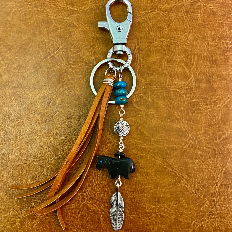 Horse Keychain Horse Purse Tassel Backpack Charm Black Etsy