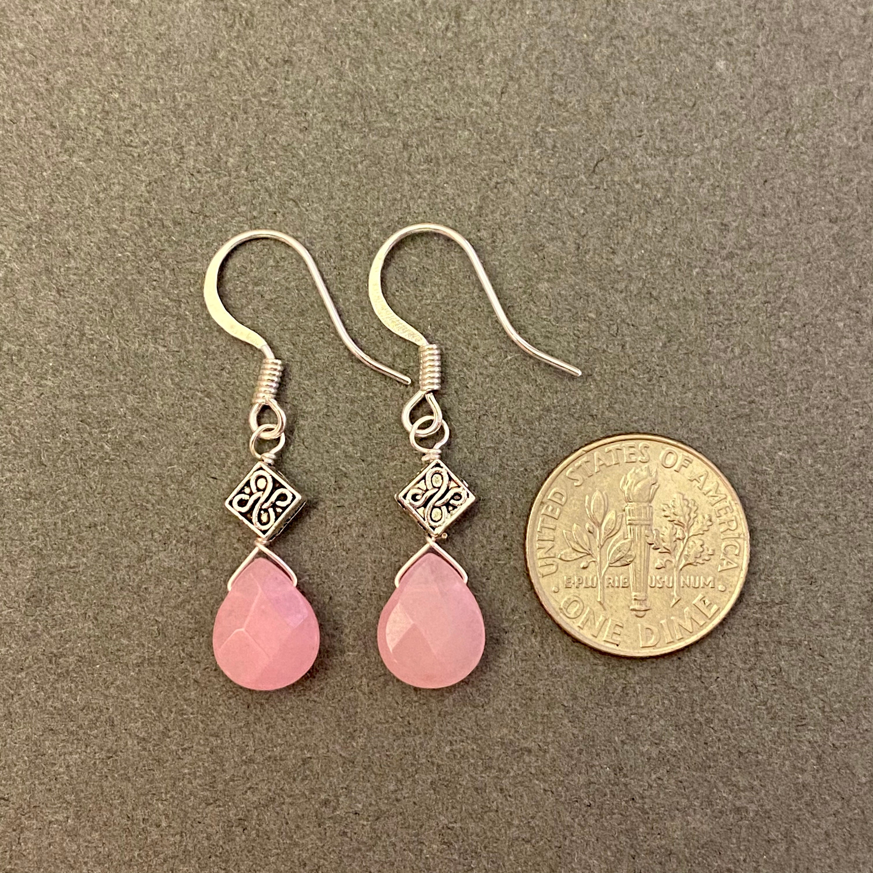 Pink Dangle Earrings Pink Jade Teardrop Faceted Rose - Etsy
