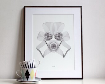 Art print STROOPER Spirograph Faces | Black and white illustration | Ribbon face Star Wars Stormtrooper science fiction modern | Nulzet