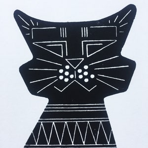 Lino print MID CENTURY CAT Original handcarved lino print Limited edition cat Nulzet image 4