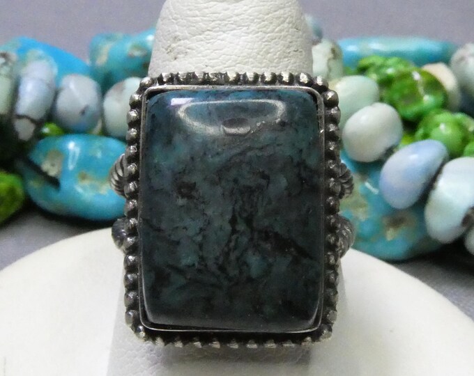 Old Stash STORMY MOUNTAIN TURQUOISE Sterling Silver Ring sz7