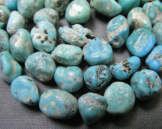 Natural SONORAN White Water TURQUOISE 7-10 c 5-7nnmm Nuggets 16" Strand 128cts UNTREATED