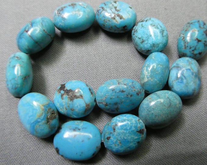 CAMPITOS TURQUOISE 14x11-12x6-8mm Puffed Oval BEADS 8" Strand 137cts
