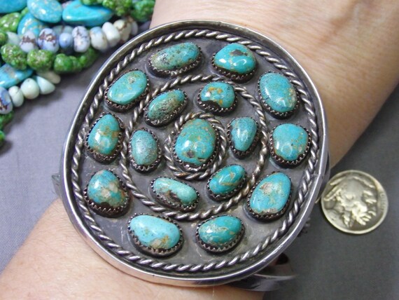 137g HOPI Natural BLUE GEM Turquoise Sterling Sil… - image 2