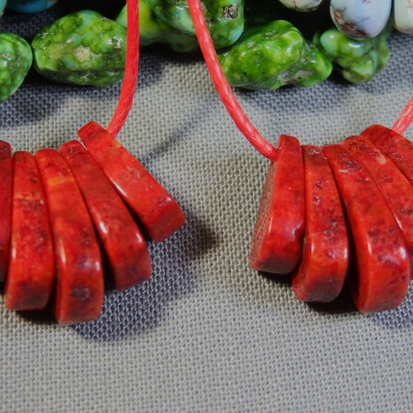 Natural Red APPL CORAL Jacla CORN 12-16mm Tear Drops Beads 1 Set~5 Pieces