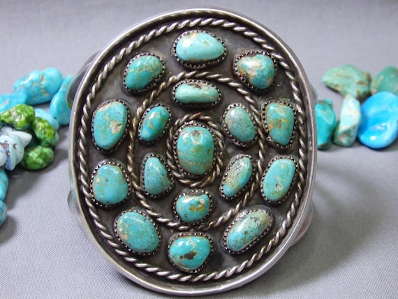 137g HOPI Natural BLUE GEM Turquoise Sterling Sil… - image 1