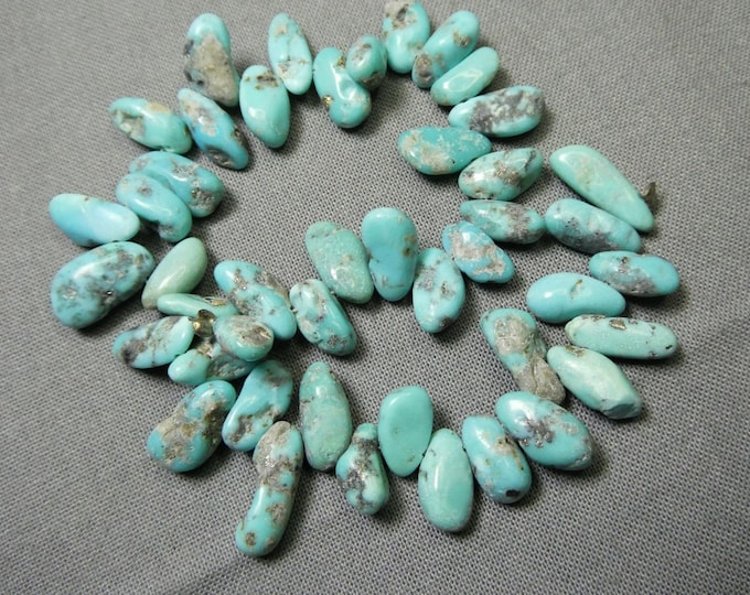 Natural Baby Blue CAMPITOS TURQUOISE 9-12mm Pedal Beads 8" Strand 86cts