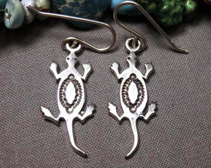 NAVAJO Sun West Sterling Silver 1.75"Long LIZARD ~ GECKO Earring