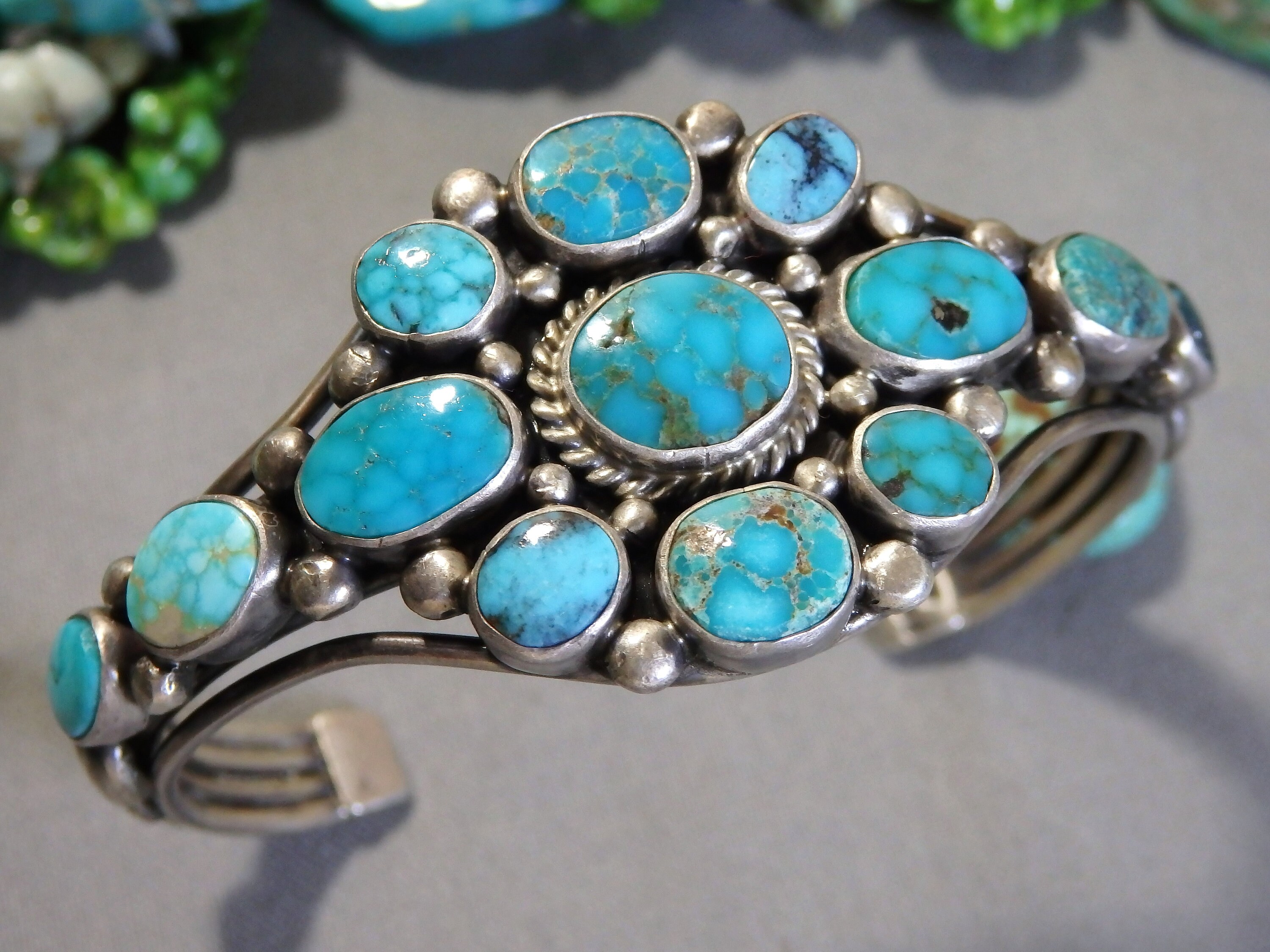 Special Verdy Jake Native American Navajo Blue Gem Turquoise Sterling Silver Bracelet Old Special Verdy Jake Native American Navajo Blue Gem Turquoise Sterling Silver Bracelet Old