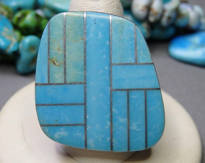 NAVAJO Philbert Secatero SLEEPING BEAUTY Turquoise Sterling Silver Ring sz10