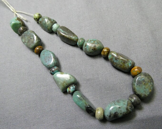 CAMPITOS TURQUOISE 6mm Rondelle 8-16mm Nuggets BEADS 8" Strand 100cts