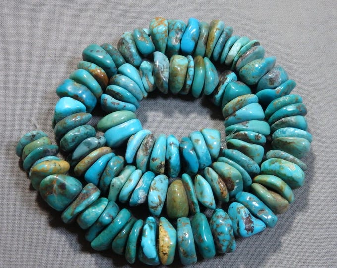Arizona KINGMAN TURQUOISE 12015mm Funky Chunky Disc Beads 16" Strand 514cts